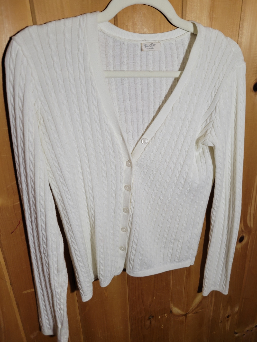 Brandy Melville Cream Cable Knit V-Neck Button Cardigan